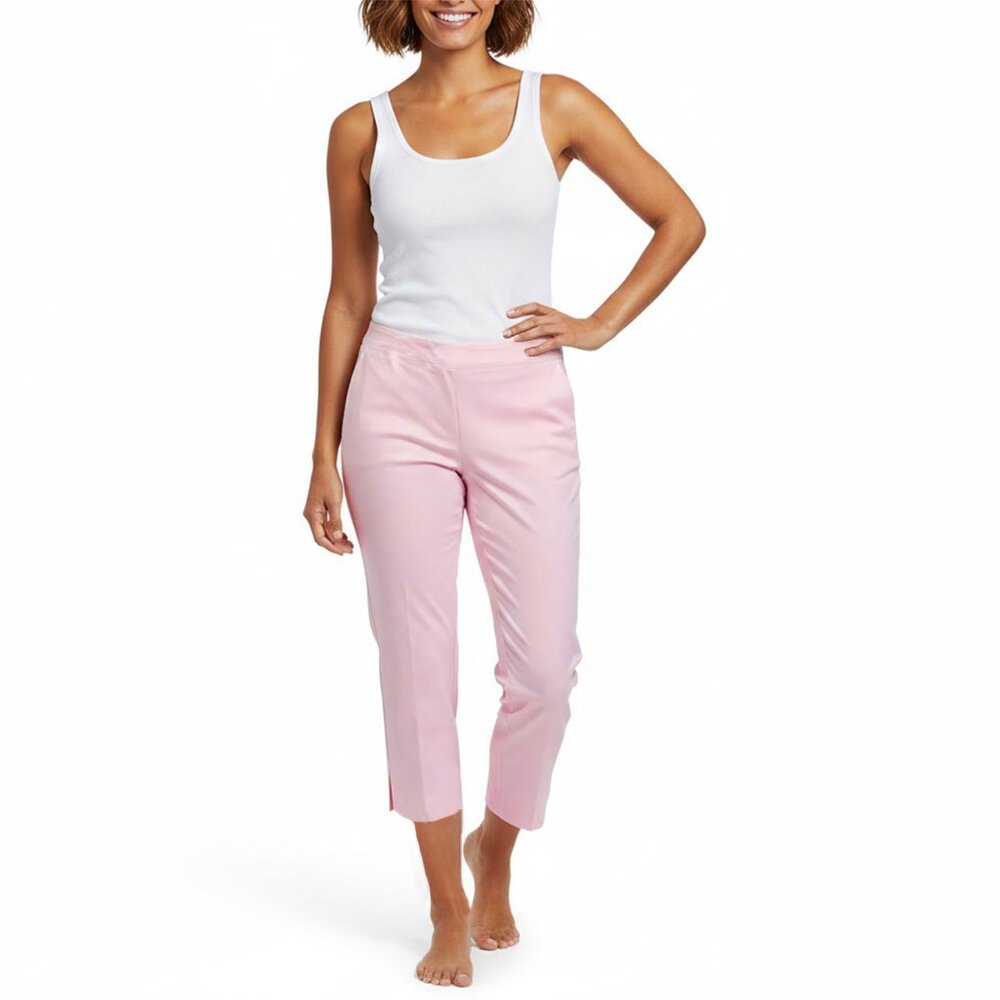 Talbots Heritage Light Pink Cropped Stretch Chino Pants Side Slit Ankle NWT Sz 6